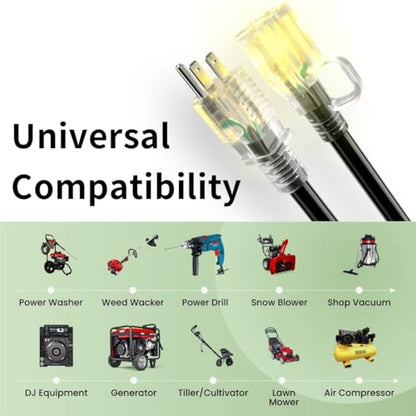 Indoor Outdoor Black Extension Cord 200 FT Waterproof 16