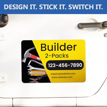 Custom Car Magnet Signs for Builder and Contractor (2 Count)