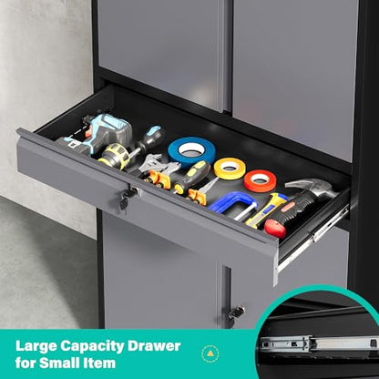 Metal Storage Cabinet with Doors and Shelves