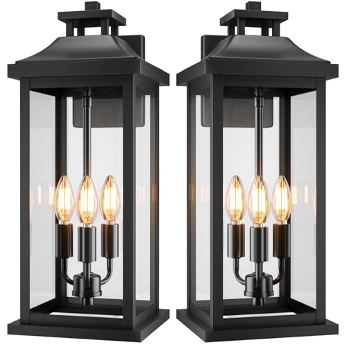 20" Black Large Outdoor Lights for House with 3 (2 Count)