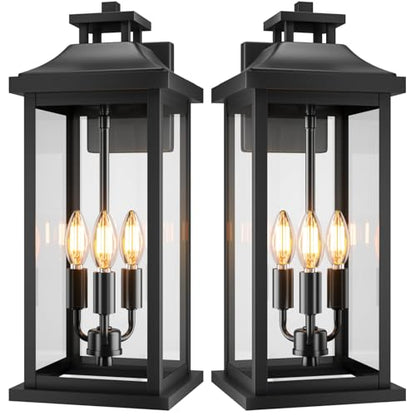 20" Black Large Outdoor Lights for House with 3 (2 Count)