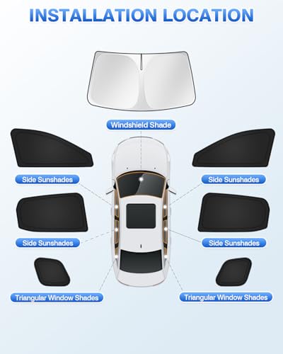 Sunshades for 2025 2026 Nissan Kicks Accessories Windshield Sun Shade Side Rear Window Shade Cover Sun Visor Shield Privacy Protection for Camping Keep Vehicle Cool Black 7PCS (7 Count)
