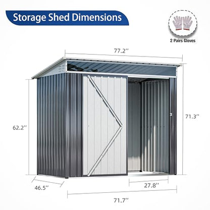 JY QAQA 6x4 FT Metal Outdoor Garden Storage Shed