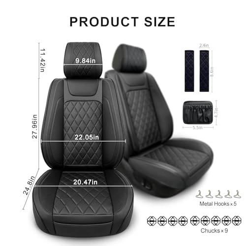 2 Pack Waterproof Full Surround Leather Car Seat Covers Full Set (2 Count)