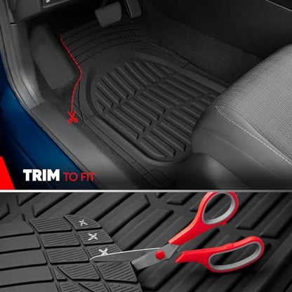 MotorTrend FlexTough Black Car Floor Mats Rubber All Weather Automotive 2pc