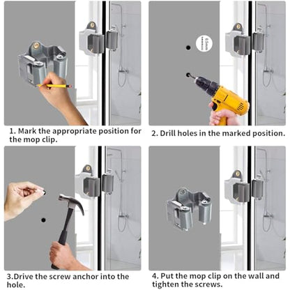 Mop and Broom Holder Big Size Hanging 1 KG Extra (10 Count)