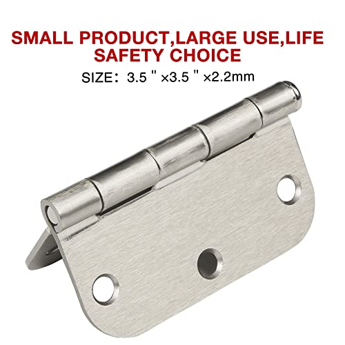 Rounded Door Hinges Brushed Nickel 3.5 Inch 5