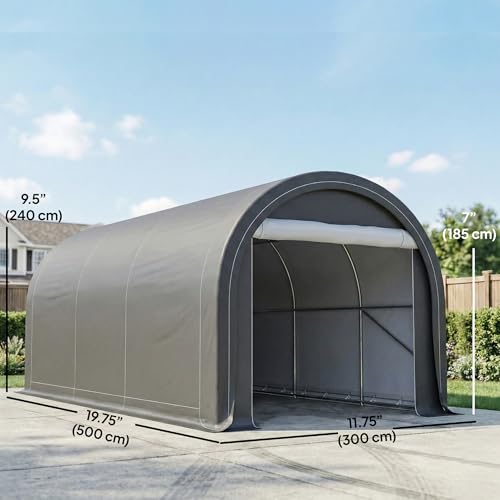10' x 16' Carport Heavy Duty Portable Garage Storage Tent Gray