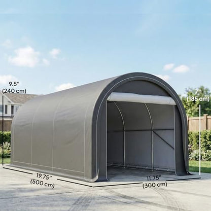 10' x 16' Carport Heavy Duty Portable Garage Storage Tent Gray