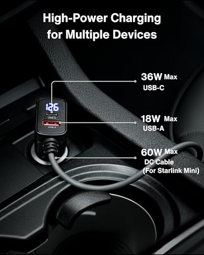Car Charger Cable for Starlink Mini 6.5FT with Display