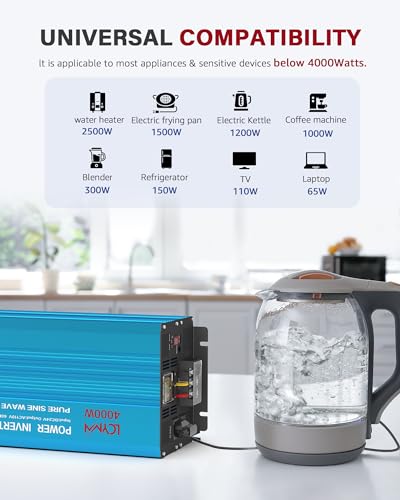 4000 Watt Pure Sine Wave Power Inverter DC 24V to 110