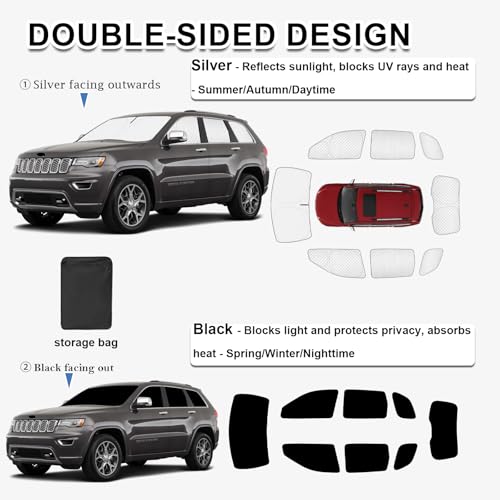 8pcs Sun Shades for Jeep Grand Cherokee 2011 (8 Count)