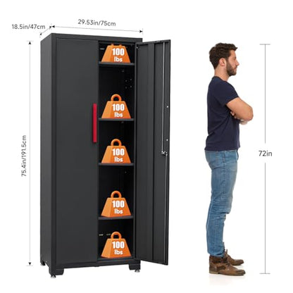 75 inch Metal Garage Storage Cabinet with 4 Adjustable Shelves