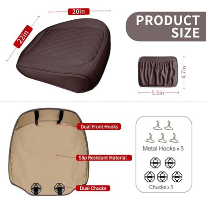 2 Pack Leather Front Car Seat Bottom Covers Coffee (2 Count)