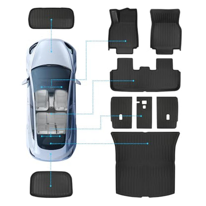 TPE Floor Mats fit for Tesla Model Y Juniper 2025 2026 All Weather Cargo Liner Cargo Trunk and Front Rear Cargo Mat Full Set