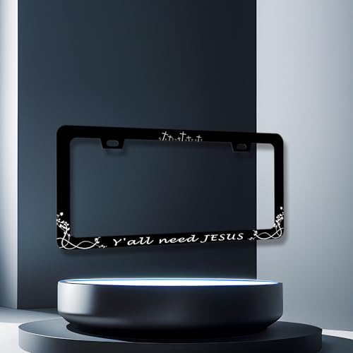 Stainless Steel Y'all Need Jesus Christian License Plate Frame 12.3 x 6.3In