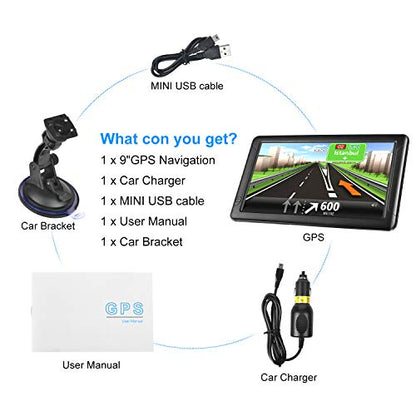GPS Navigation for Car （9 Inch） Slimline Touch Screen Real Voice Direction