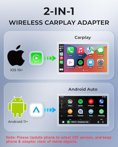Wireless Carplay Adapter for Apple iPhone & Android Auto 2