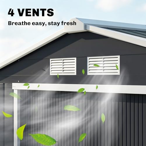 7' x 4' Outdoor Storage Shed Garden Tool Metal Shed Dark Gray