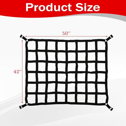 42" x 50" Truck Bed Cargo Net with Adjustable Cam Buckles & S