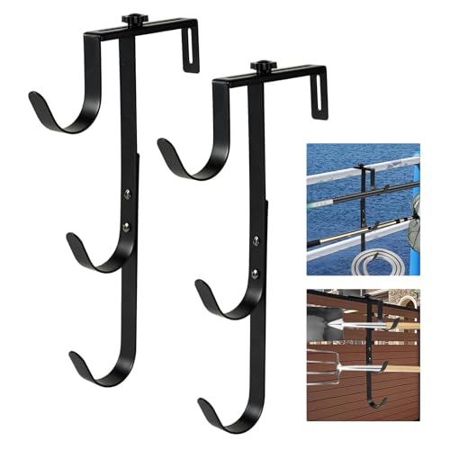 2Pcs Black Pool Pole Hangers Adjustable Pool Fence Hooks for Pool Equipment
