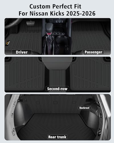 Floor Mats & Cargo Liner & Backrest Mat for Nissan Kicks 2025 2026 SV