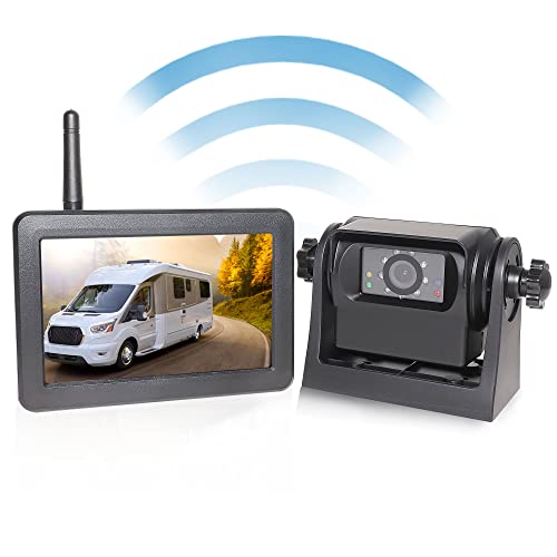 Wireless WiFi Magnetic Hitch Backup Camera 1080P HD Rechargeable Battery Powered No Wiring Rear View Reverse Monitoring Camera for Car Truck Pickup RV Camper 5th Wheel Horse Trailer Boat Trailer