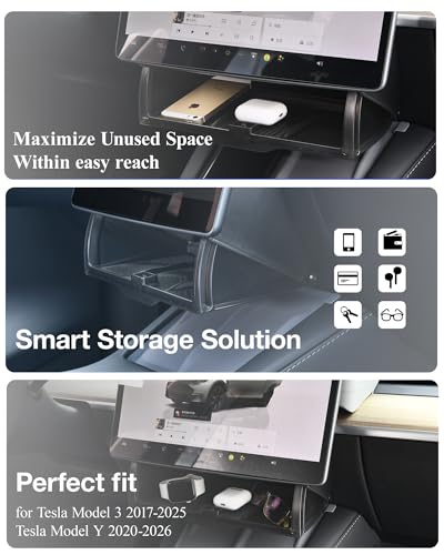 Hidden Under Screen Storage for Tesla Model Y Model 3 2026