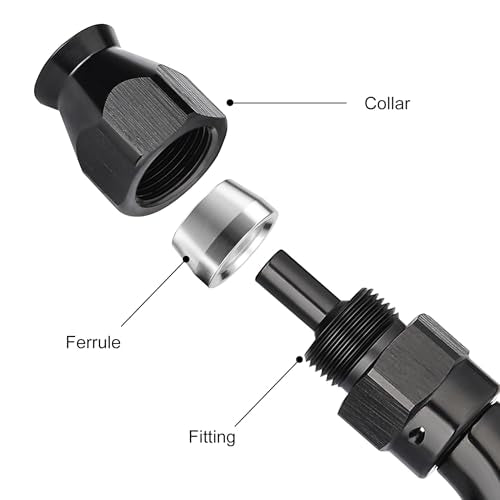 4AN 30 Degree PTFE One Piece Full Flow End Hose Fitting Aluminum Black