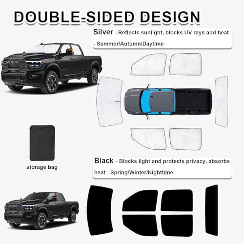 6pcs Thicken Sun Shades for Dodge Ram 2500 3500 Accessories 2010