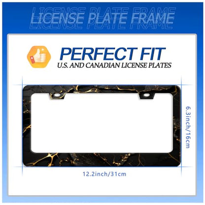 Marble Print License Plate Frame Stainless Steel Car Accessory 6.3x12.3Inch