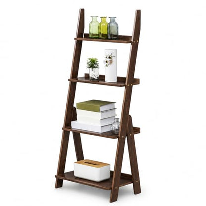 Bamboo Ladder Shelf Bookcase (4 Count)