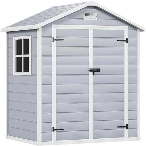 6x4.4 FT Resin Storage Shed with Reinforced Floor & Window