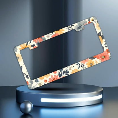 Colorful Floral Flowers License Plate Frames