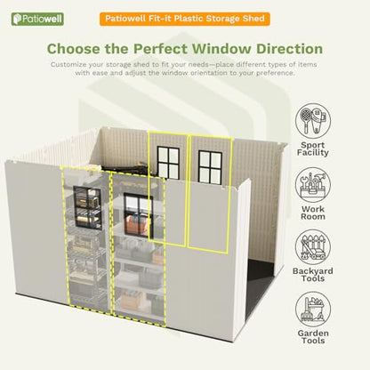 8x10 FT Resin Outdoor Storage Shed with Floor