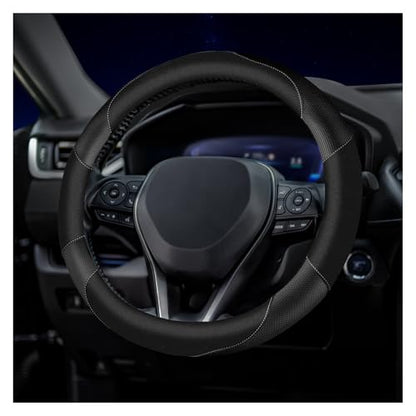 Soft Leather Steering Wheel Cover with Breathable Design and Anti