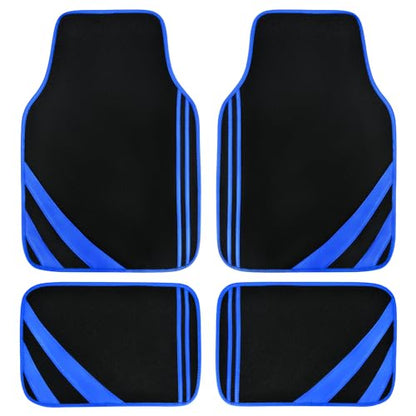 Faux Leather Car Mats Blue Edge Waterproof Car Floor Mats Car Carpet Mats 4 Pieces with Double Stitch Line Anti