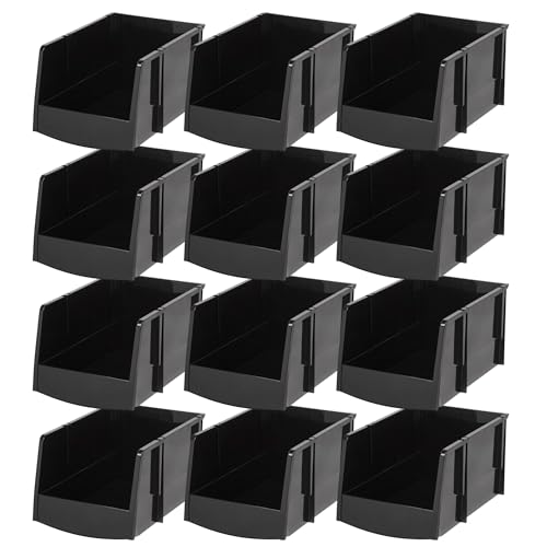 12 Pack Stackable Storage Bins Open Front Plastic Organizer Caddy Basket (12 Count)