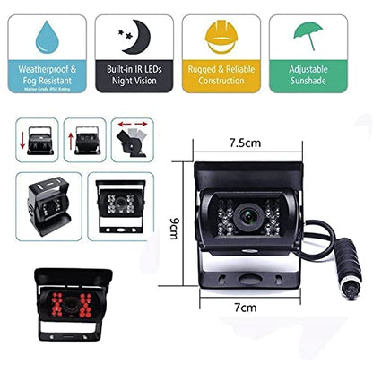 7" Backup Camera with Monitor Kit Waterproof Reverse Camera