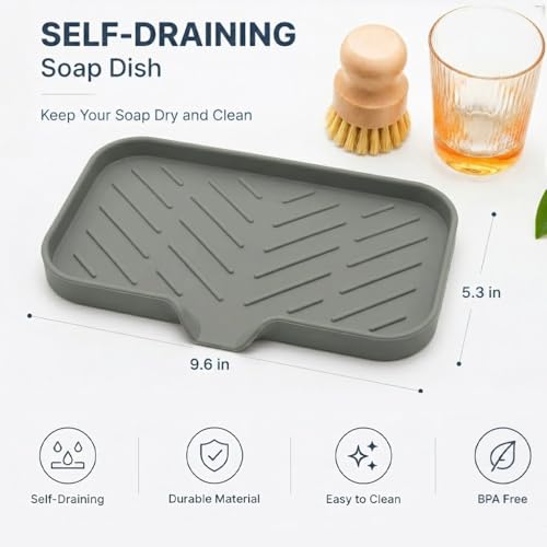 Silicone Soap Dish with Drain Spout