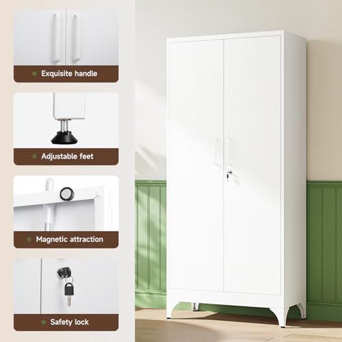 71" H Metal Storage Cabinet with 2 Doors and 4 Shelves