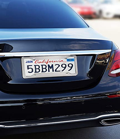 2 Pcs 4 Holes Stainless Steel License Plate Frame