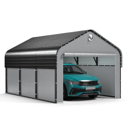 10x16 FT Heavy Duty Metal Carport with Galvanized Steel Roof
