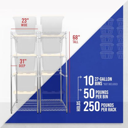 5 Tier Steel Tote Rack for 27 Gallon Bins (2 Count)