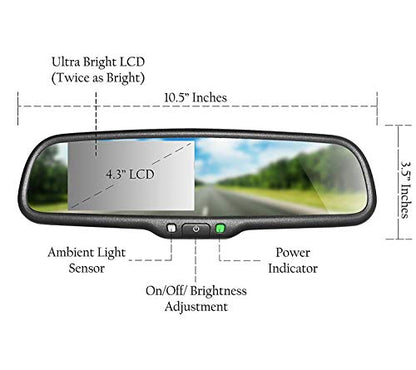 10.5" OEM Rear View Mirror with 4.3" LCD Screen + Dynamic Parking Lines