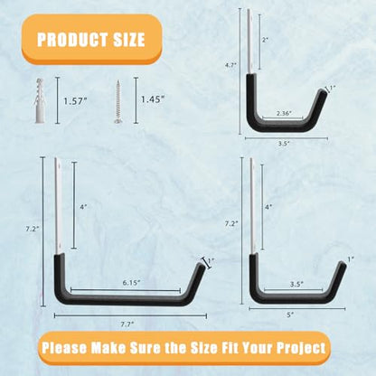 Heavy Duty Utility Hooks for Garage Storage Utility Hooks Wall Mount (6 Count)