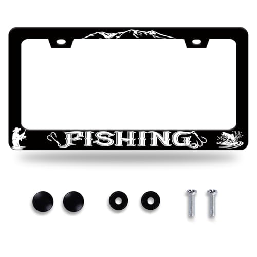 Fishing License Plate Frame Stainless Steel Accessory 12.3x6.3 Inch