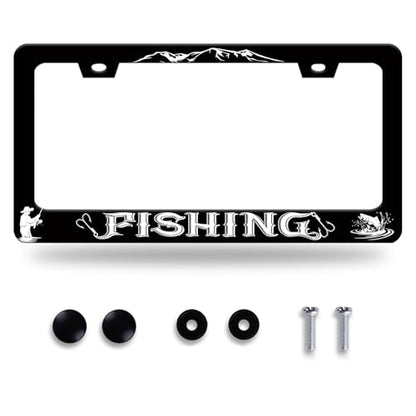 Fishing License Plate Frame Stainless Steel Accessory 12.3x6.3 Inch