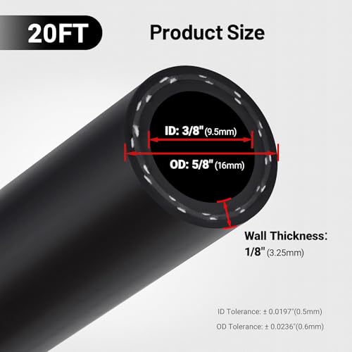 3 8" Heater Hose Coolant Radiator Straight 100PSI SAE 20R3 20FT Black