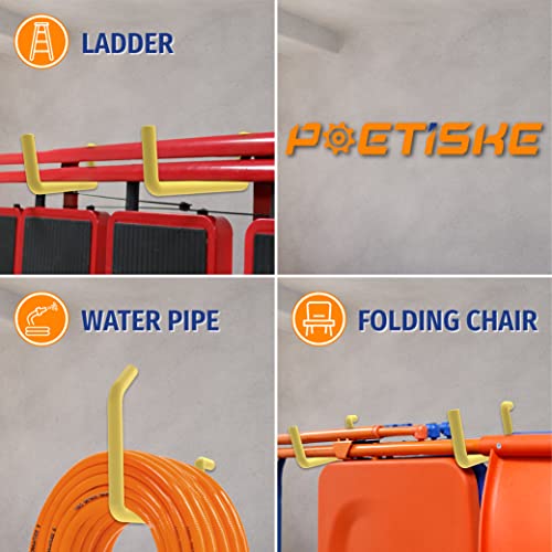 POETISKE Screw in Ladder Bike Hooks Ceiling Hanger Wall Mounted Bicycle Chair Garage Organization Heavy Duty Vinyl Coated 4Pack (4 Count)